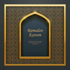 Ramadan Kareem Islamic design mosque golden door window tracery