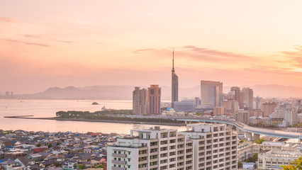 Fukuoka city skyline in Japan