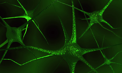 Neural network. Neurons. 3D render