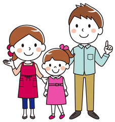 Three people family girl