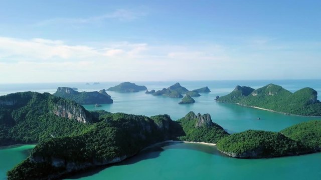 Aerial View of Tropical Islands at Angthong National Marine Park in Thailand