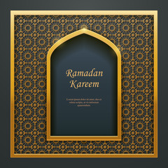 Ramadan Kareem Islamic design mosque golden door window tracery