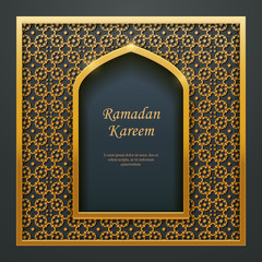 Ramadan Kareem Islamic design mosque golden door window tracery
