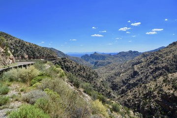 Fototapeta na wymiar Road to Mount Lemmon Arizona Tucson Scenic Desert Sky Island