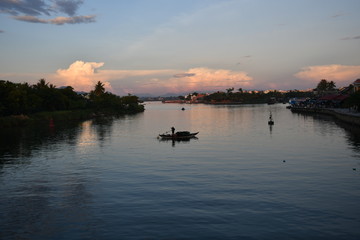 Fishing boat in early morning in Hoian Vietnam
