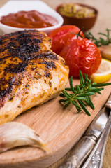 Fried chicken breasts