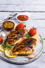 Fried chicken breasts