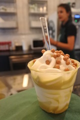 a cup of yogurt ice cream