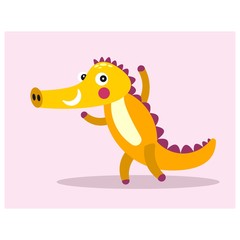 cheerful friendly yellow crocodile alligator mascot cartoon character