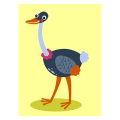 Fototapeta premium funny blue big bird ostrich mascot cartoon character