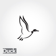 side line art Flying duck, goose, swan logo