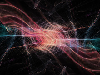 Abstract multicolor background element on black. Dynamic 3d composition of curves and grids. Detailed fractal graphics. Data science and digital technology visualization.