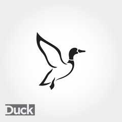 side line art Flying duck, goose, swan logo