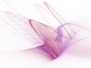 Abstract violet background element on white. Dynamic 3d composition of curves ands grids. Detailed fractal graphics. Science and digital technology visualization.