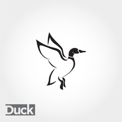side line art Flying duck, goose, swan logo