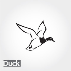 line art Flying duck, goose, swan landing logo