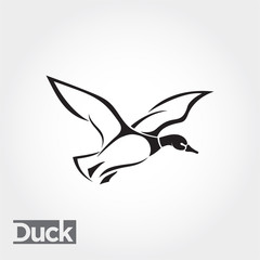 line art Flying duck, goose, swan landing logo