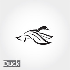 line art Flying duck, goose, swan logo