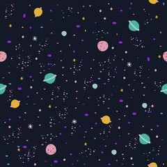 Seamless vector pattern in space style. Nice background.