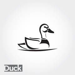 duck, goose, swan swimming at water logo