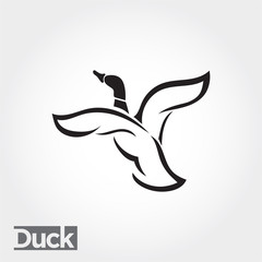 line art Flying duck, goose, swan logo