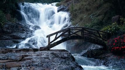 Datanla waterfall in da lat Vietnam with a bridge