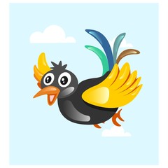 cute little colorful bird mascot cartoon character