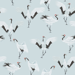 Fototapety  seamless pattern with cranes