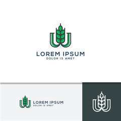 wheat logo icon template, letter w vector illustration