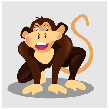 funny brown monkey ape chimpanzee primate mascot cartoon character