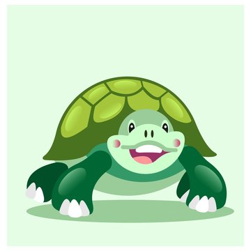 happy cheerful green turtle tortoise mascot cartoon character