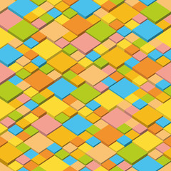 Summer. Abstract vector background of isometric cubes. Geometric squares in summer colors.