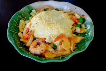 Rice omelette and Tom Yam