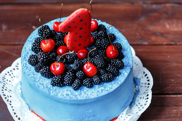 birthday cake with blackberry