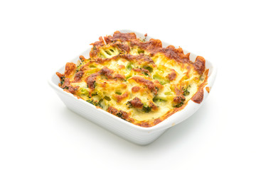baked cauliflower and broccoli gratin with cheese