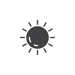 Obraz premium Sun vector icon. filled flat sign for mobile concept and web design. Summer season simple solid icon. Weather symbol, logo illustration. Pixel perfect vector graphics