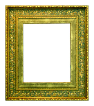 Antique gold frame isolated on the white background