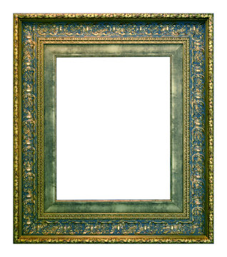 Antique gold and blue frame isolated on the white background