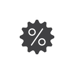 Percent badge vector icon. filled flat sign for mobile concept and web design. Discount tag simple solid icon. Symbol, logo illustration. Pixel perfect vector graphics
