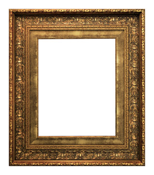 Antique gold and brown frame isolated on the white background