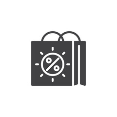 Summer Sale Shopping Bag vector icon. filled flat sign for mobile concept and web design. summer offer sale discount simple solid icon. Symbol, logo illustration. Pixel perfect vector graphics