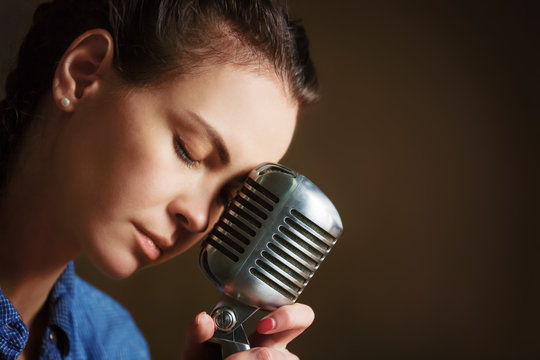 Beautiful woman singing.