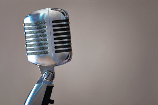 Closeup of legendary retro microphone.
