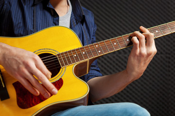 Obraz na płótnie Canvas Rock guitarist practicing.