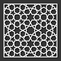 Naklejka premium Laser cutting template. Decorative panel. Traditional oriental pattern.