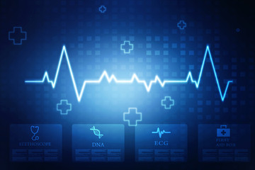 Heart with cardiogram - 2D illustration
