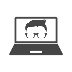 Hipster laptop icon