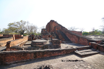 The ruins of Nalanda Mahavihara, Nalanda University Excavated Site, India.