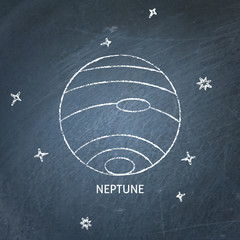 Planet Neptune icon on chalkboard