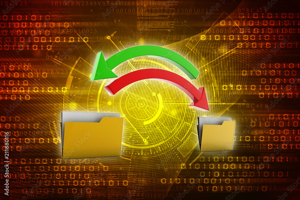 Poster 3d rendering folder with arrow